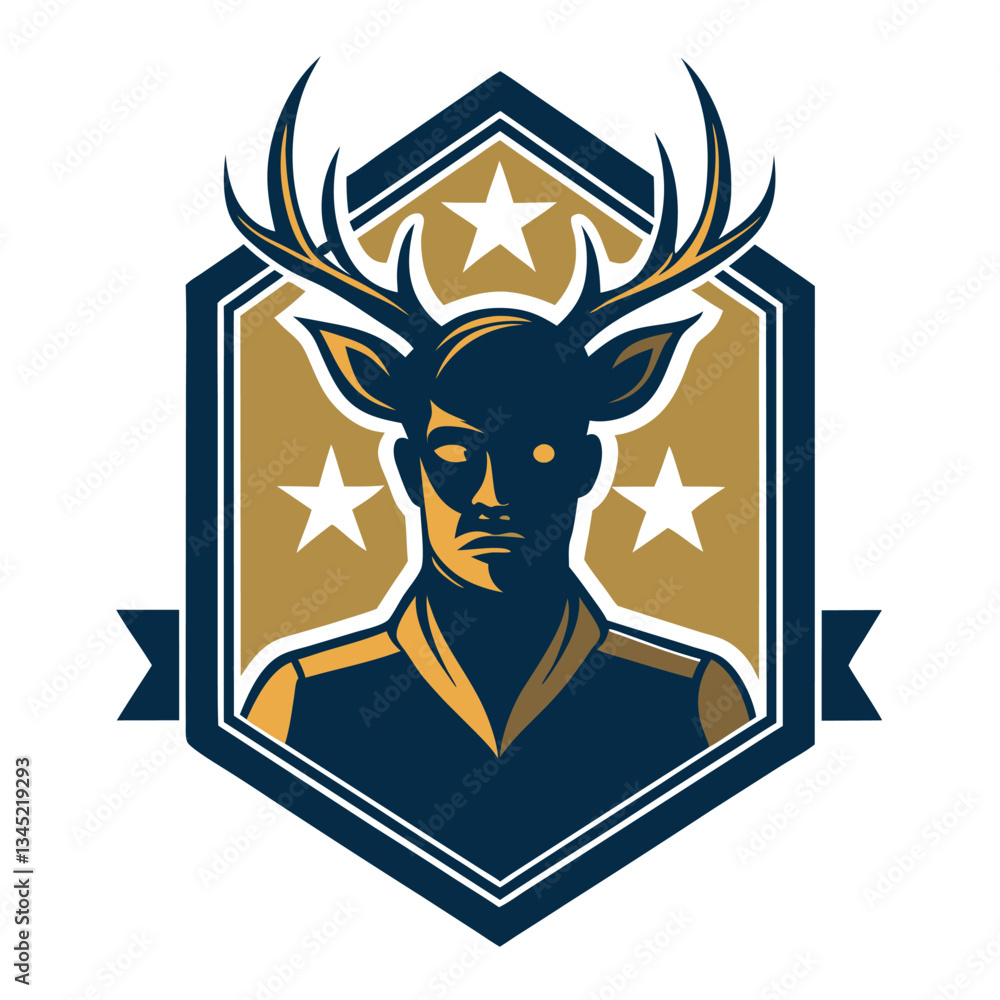 Fototapeta premium Majestic Silhouette of a Human Deer with Antlers