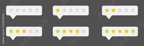 One to five star rating, rate us, review vector icon set isolated on grey background. Customer feedback concept. Vector illustration