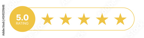 5 Star rating, customer review with gold stars flat vector icons for apps and websites. set of stars isolated on white background. Star icon. Stars in modern simple flat style vector