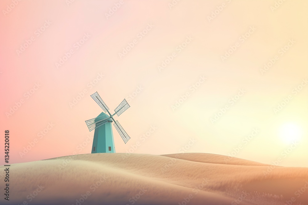 Obraz premium windmill at sunset