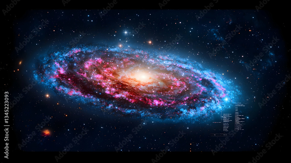 Naklejka premium Colorful Spiral Galaxy In Deep Space