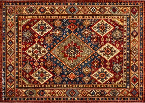 Obraz na płótnie Armenian Carpet Design: Intricate Patterns & Rich Colors w salonie