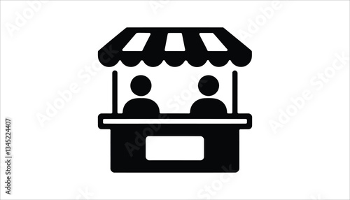 Market Stall with Vendor Icon. Street Market Vector.