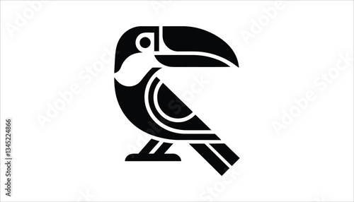 Minimalist Outline of a Toucan Bird Icon.