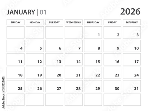 Wallpaper Mural January 2026 year planner template. calendar 2026 year. corporate planner. Desk calendar 2026 year. Week Starts on Sunday, monthly and yearly planners. organizer diary. wall calendar. office supply Torontodigital.ca