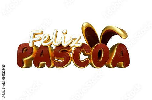 3d Render Happy Easter Páscoa