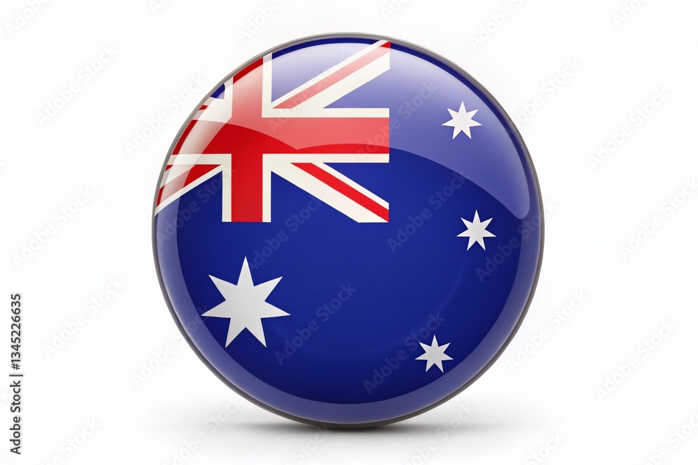 Australian Flag Circle: Patriotic Design Element, Isolated on White