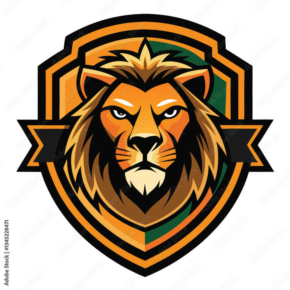 Fototapeta premium Vintage Lion Head Emblem Logo Graphic Illustration Vector