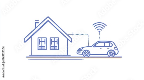 Wallpaper Mural Smart Home Car Connection Illustration (1) Torontodigital.ca