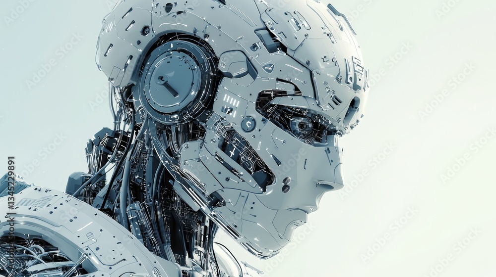 3D illustration of technological robot with wireframe 3D illustration of technological robot with wireframe