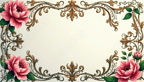 Intricate floral damask, elegant swirls and leaves , illustration, repeat, arabesque