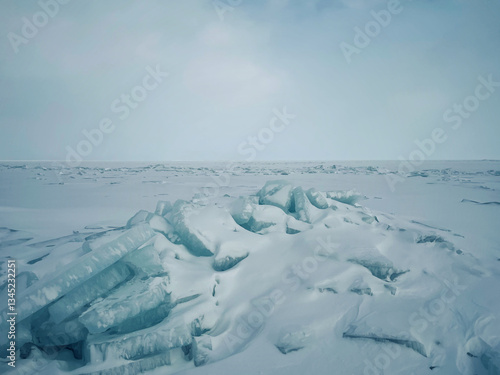 Ice and snow on the Great Lakes in winter