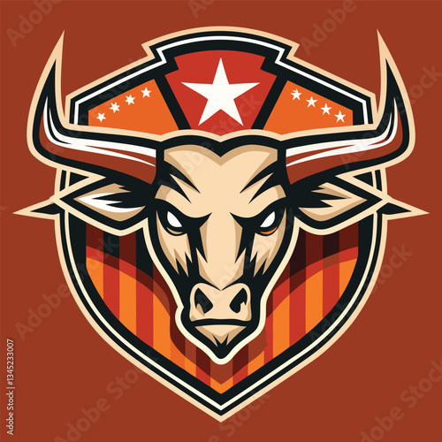 Vintage Longhorn Western Texas Sheriff Badge Logo Vector Art