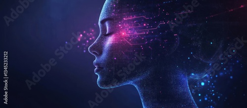 A futuristic digital representation of a human woman portrait