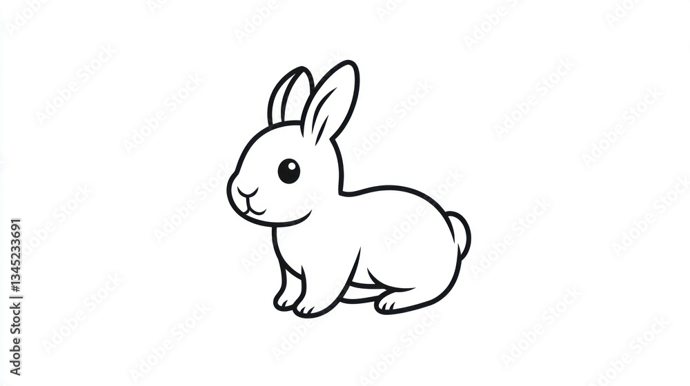 Cute cartoon rabbit outline illustration, perfect for children's book or educational material Cute cartoon rabbit outline illustration, perfect for children's book or educational material