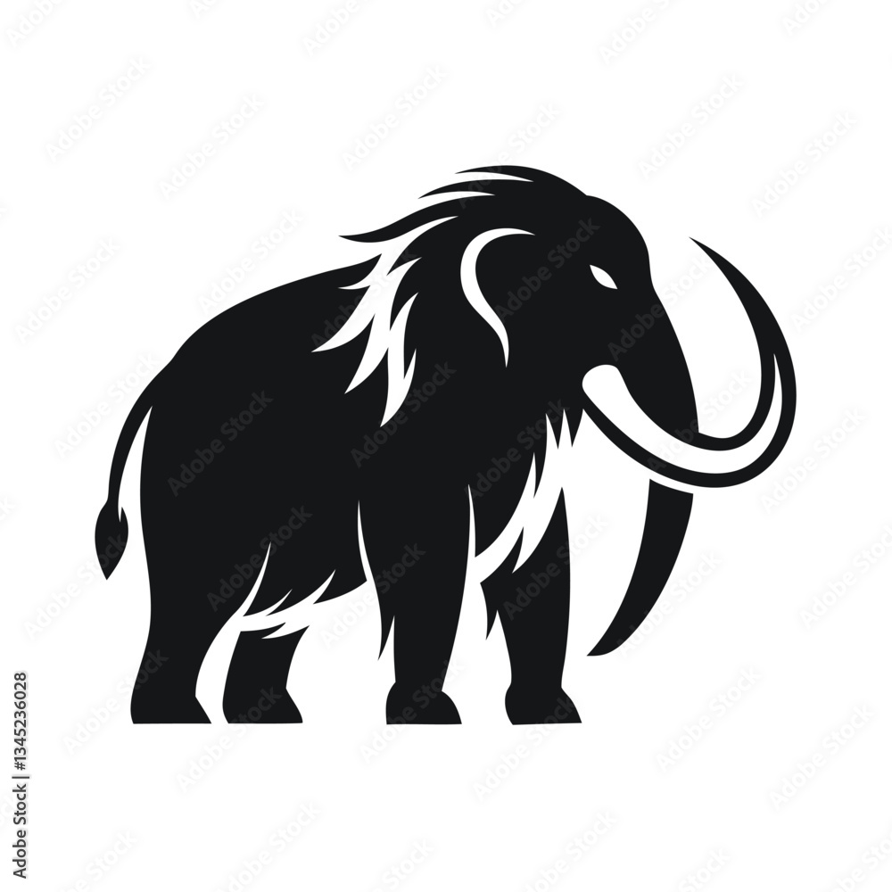 Fototapeta premium Minimalist Mammoth Silhouette Logo for Outdoor Adventure Brands