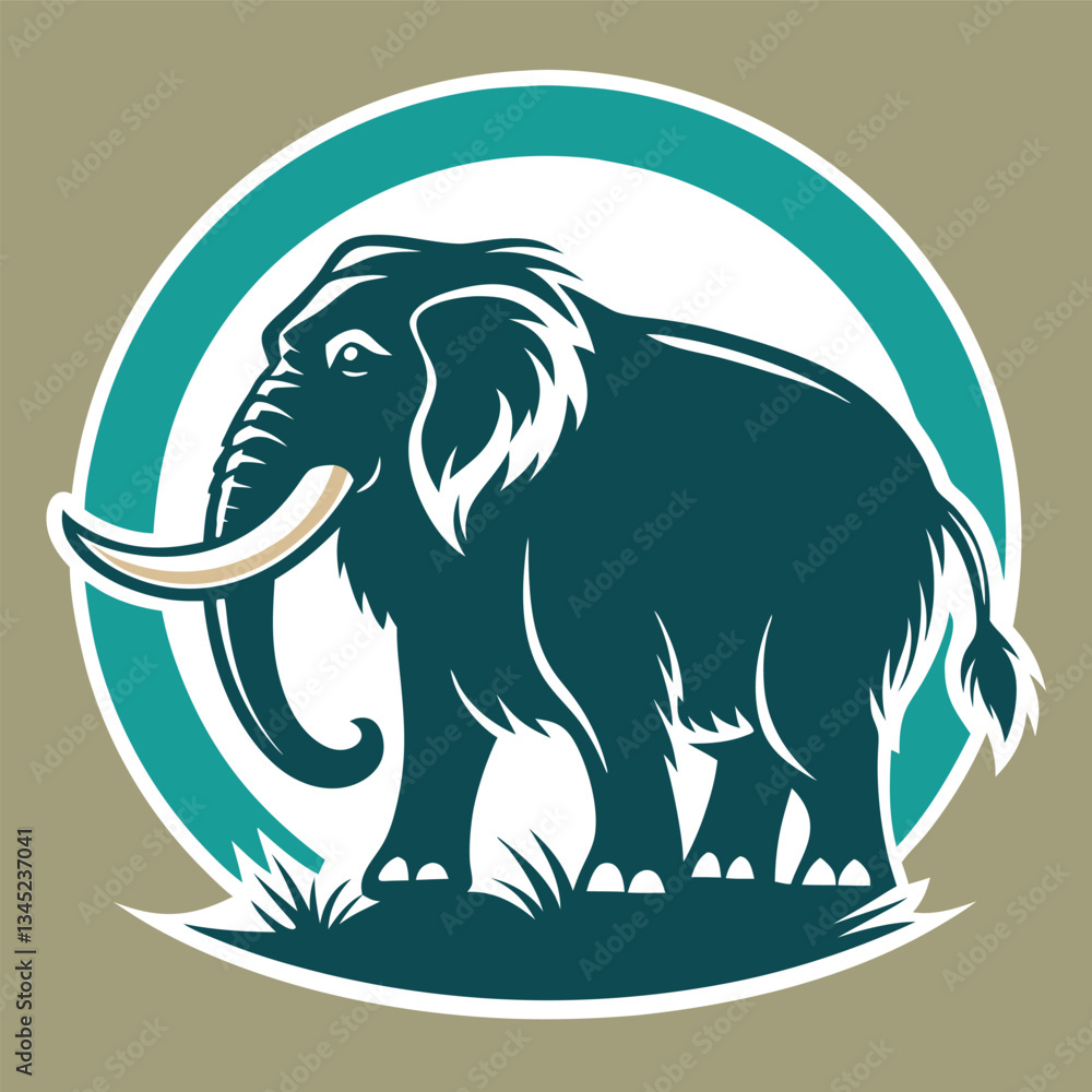 Fototapeta premium Vintage Silhouette of a Majestic Mammoth in a Timeless Landscape