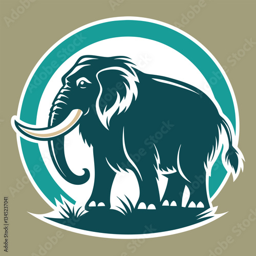 Vintage Silhouette of a Majestic Mammoth in a Timeless Landscape