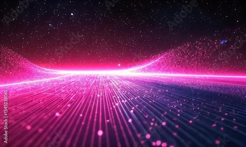 Vibrant Neon Light Trails in Expansive Cosmic Space Background