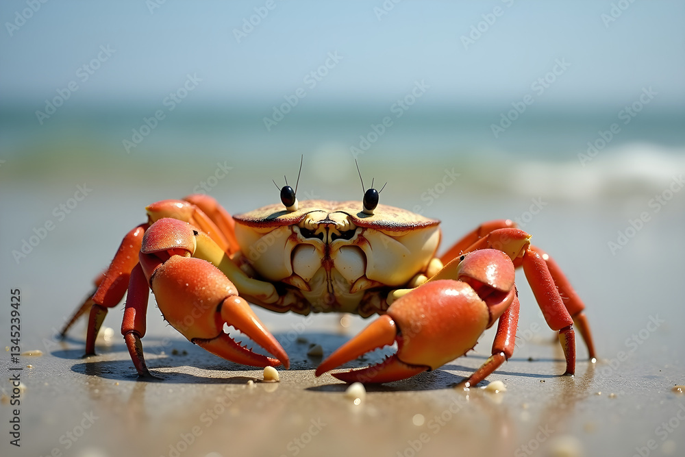 A Crab Scavenging Along the Shoreline for Washed-Up Food A Crab Scavenging Along the Shoreline for Washed-Up Food