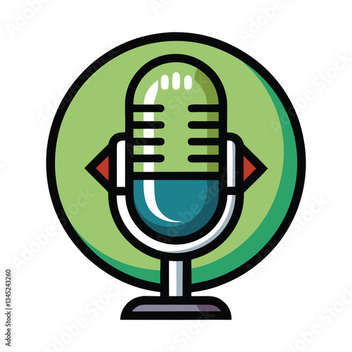 Podcast Logo Featuring a Microphone - Vector Graphic for Online Shows and Audio Content