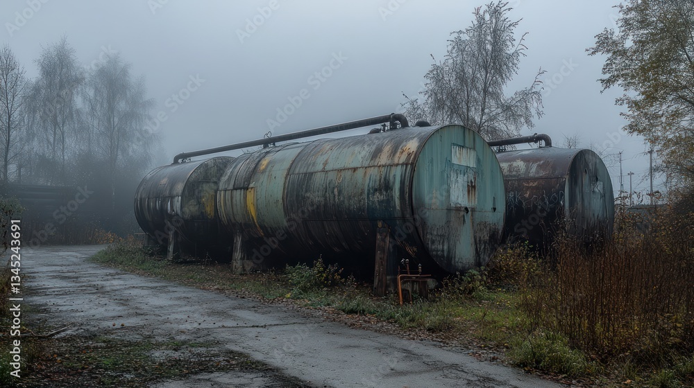 Misty Morning at the Abandoned Tank Farm Misty Morning at the Abandoned Tank Farm