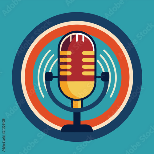 Microphone Logo Vector Graphic for Podcast Branding and Marketing
