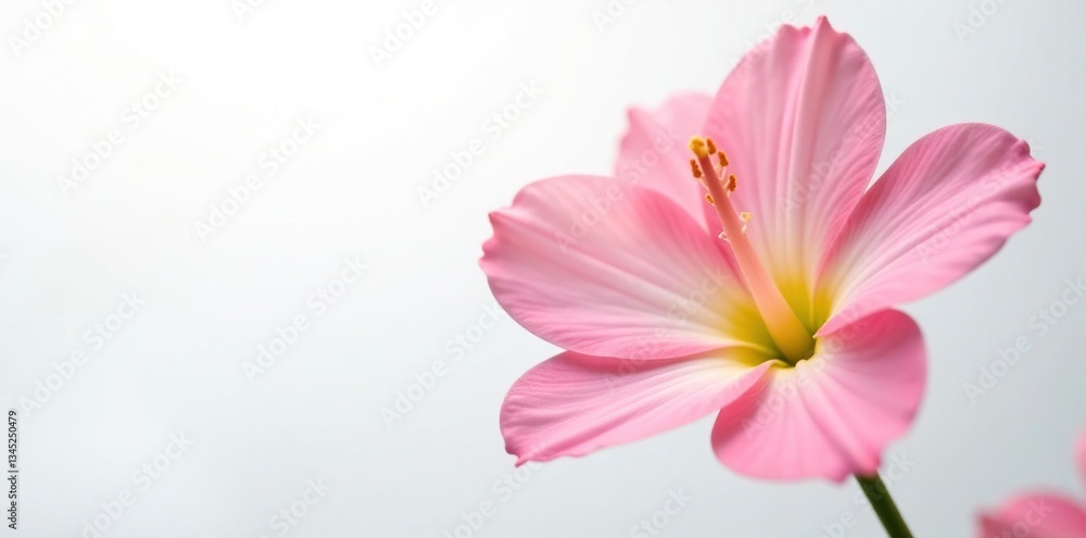 Fototapeta premium Delicate flower with soft petals on white background, floral, delicate flower