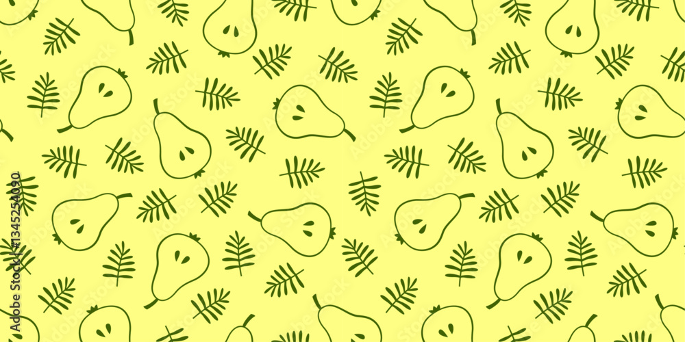 Seamless pattern with pears and leaves. Fruit ornament Seamless pattern with pears and leaves. Fruit ornament