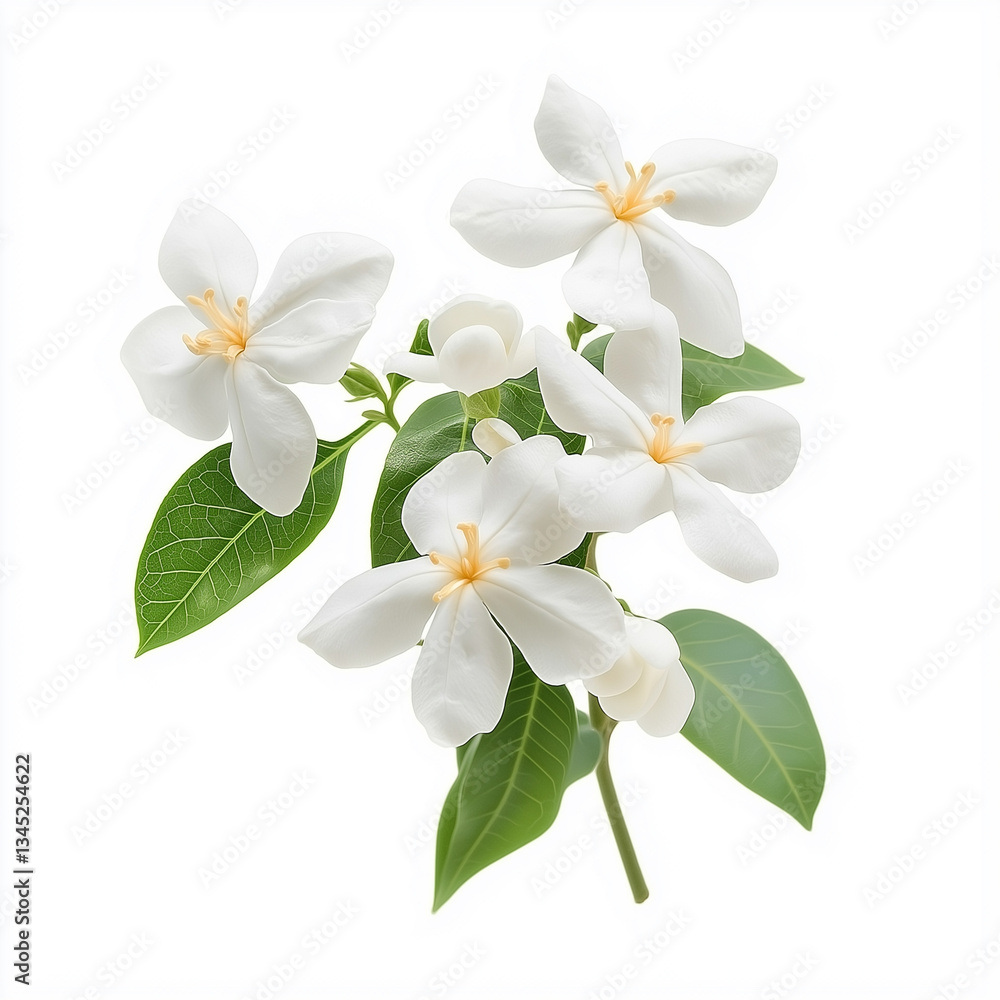 Obraz premium white jasmine flowers, Isolated on white Background.