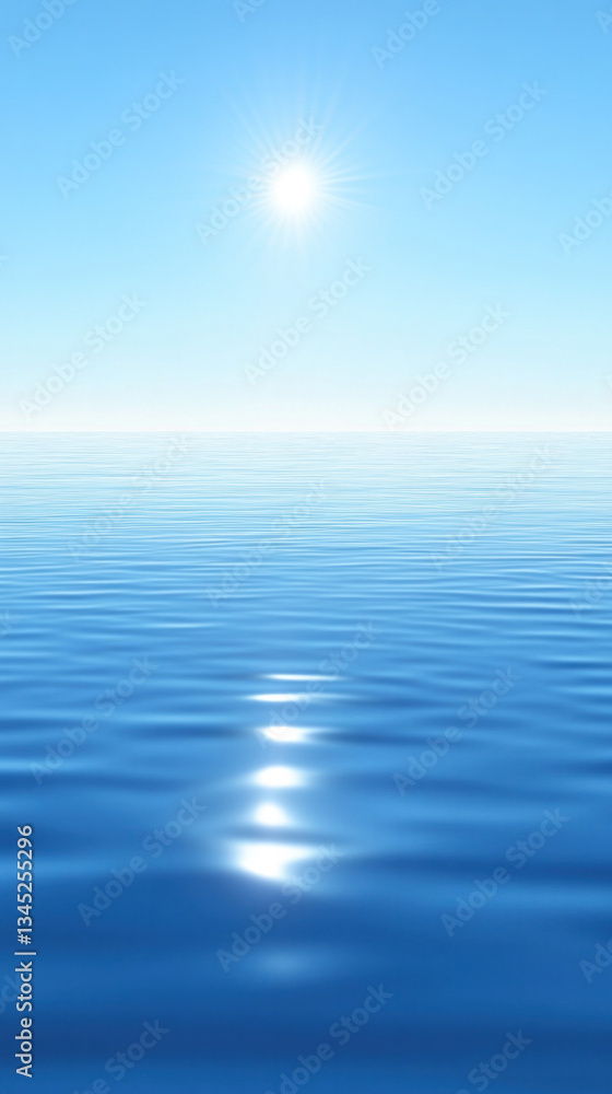 A beautiful blue ocean with a sun shining on it. The sun is the main focus of the image, and it creates a serene and peaceful mood. The water is calm and still, and the sky is clear and bright A beautiful blue ocean with a sun shining on it. The sun is the main focus of the image, and it creates a serene and peaceful mood. The water is calm and still, and the sky is clear and bright