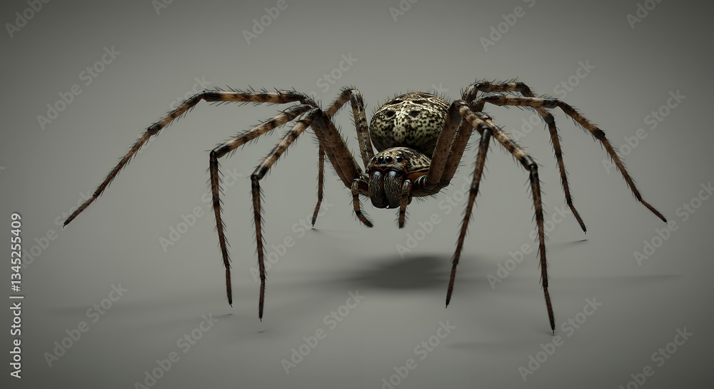 Realistic Stylized Spider with Detailed Texture on Simple Background Realistic Stylized Spider with Detailed Texture on Simple Background