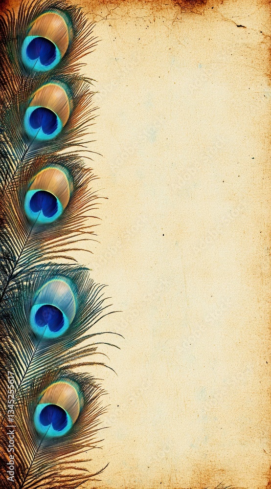 Obraz premium An artistic background with peacock feathers