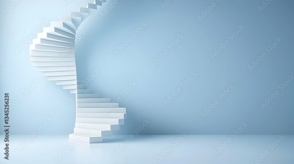 Modern White Spiral Staircase In Empty Light Blue Room Modern White Spiral Staircase In Empty Light Blue Room
