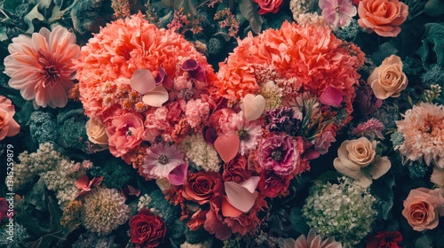 Wallpaper Mural A heart shape arrangement made entirely of colorful flowers Torontodigital.ca