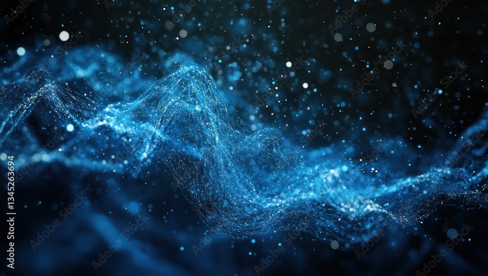 Abstract blue digital wave particles background. Abstract blue digital wave particles background.