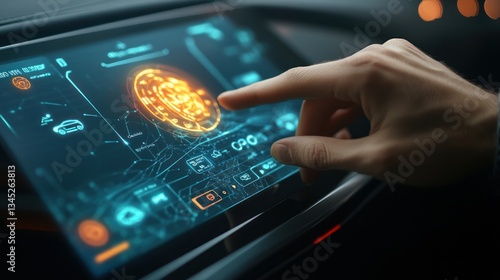 Wallpaper Mural A hand interacting with a touchscreen in a vehicle cabin Torontodigital.ca