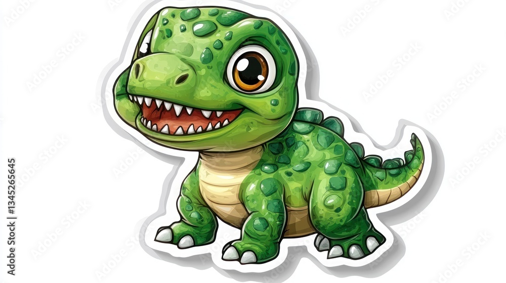Fototapeta premium Cute cartoon dinosaur sticker