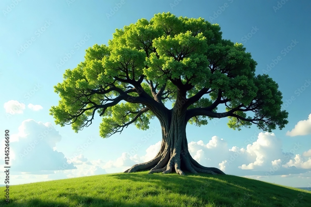 Obraz premium Ancient tree with its branches stretching towards the sky, elevated, freedom, majestic