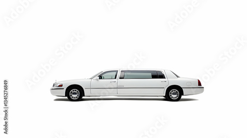 White Limousine On White Backdrop Displaying Luxury And Professional Transportation For Events Or City Travel