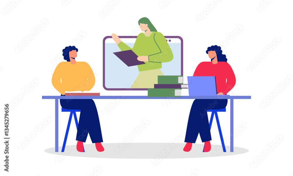 Online learning concept vector illustration Online learning concept vector illustration
