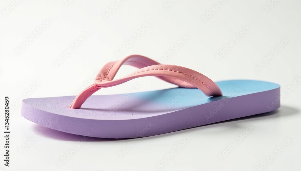 Close-up view of a single flip-flop against a pure white backdrop , object, texture Close-up view of a single flip-flop against a pure white backdrop , object, texture