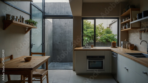 Wallpaper Mural Minimalist Kitchen with Natural Light and Plants Torontodigital.ca