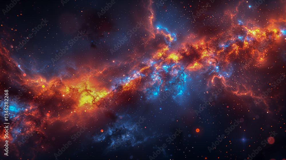 Naklejka premium Vibrant Cosmic Nebula in Deep Space