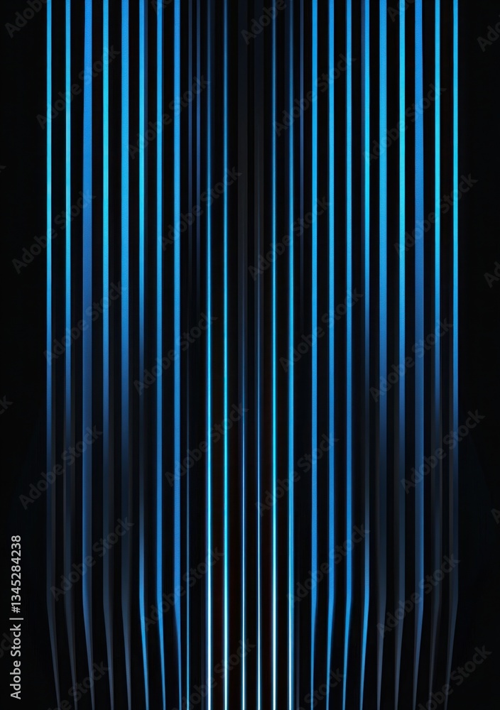 Fototapeta premium Abstract blue vertical light streaks on black background.
