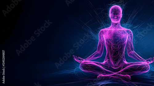 Abstract Glowing Figure In Meditation Pose