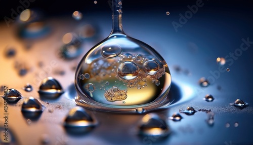 Wallpaper Mural A microscopic close-up of a liquid droplet showing tiny bubbles forming and dissolving — a fascinating view of surface tension, motion, and fluid dynamics.
 Torontodigital.ca