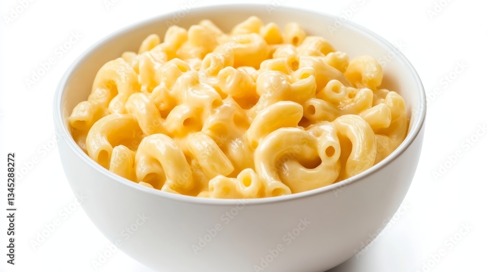 Creamy mac and cheese in a bowl, isolated on white background Creamy mac and cheese in a bowl, isolated on white background
