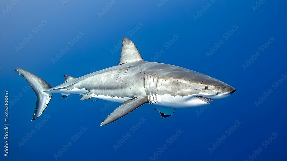Fototapeta premium Great White Shark Underwater Profile View