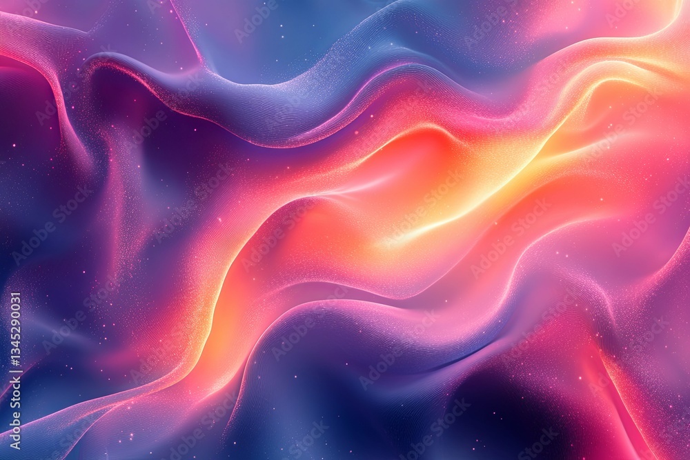 Vibrant flowing abstract waves with colorful and glittery particles Vibrant flowing abstract waves with colorful and glittery particles